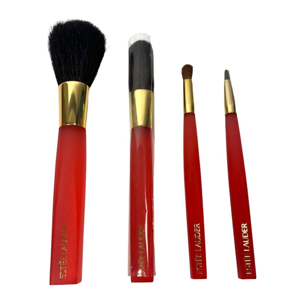 Estée Lauder Makeup Brush Set 5 Piece Lot Holder Four Brushes - Picture 6 of 9